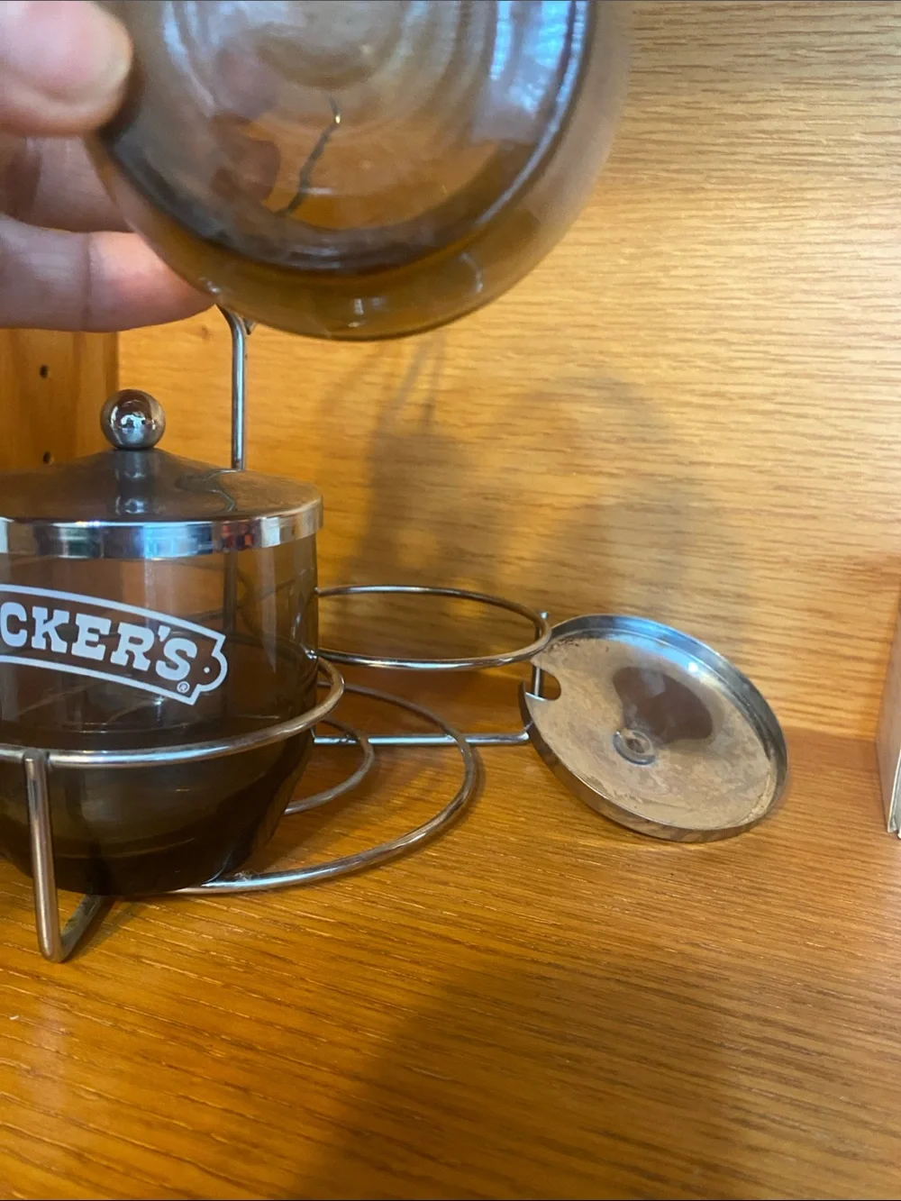 Smucker’s jelly jars and Caddy.
